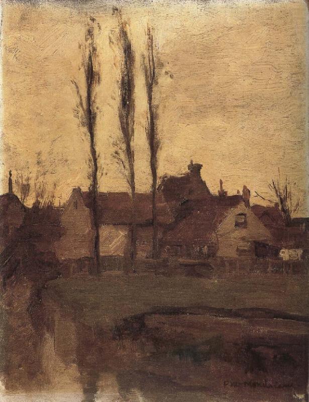 Piet Mondrian The houses beside the poplar trees china oil painting image